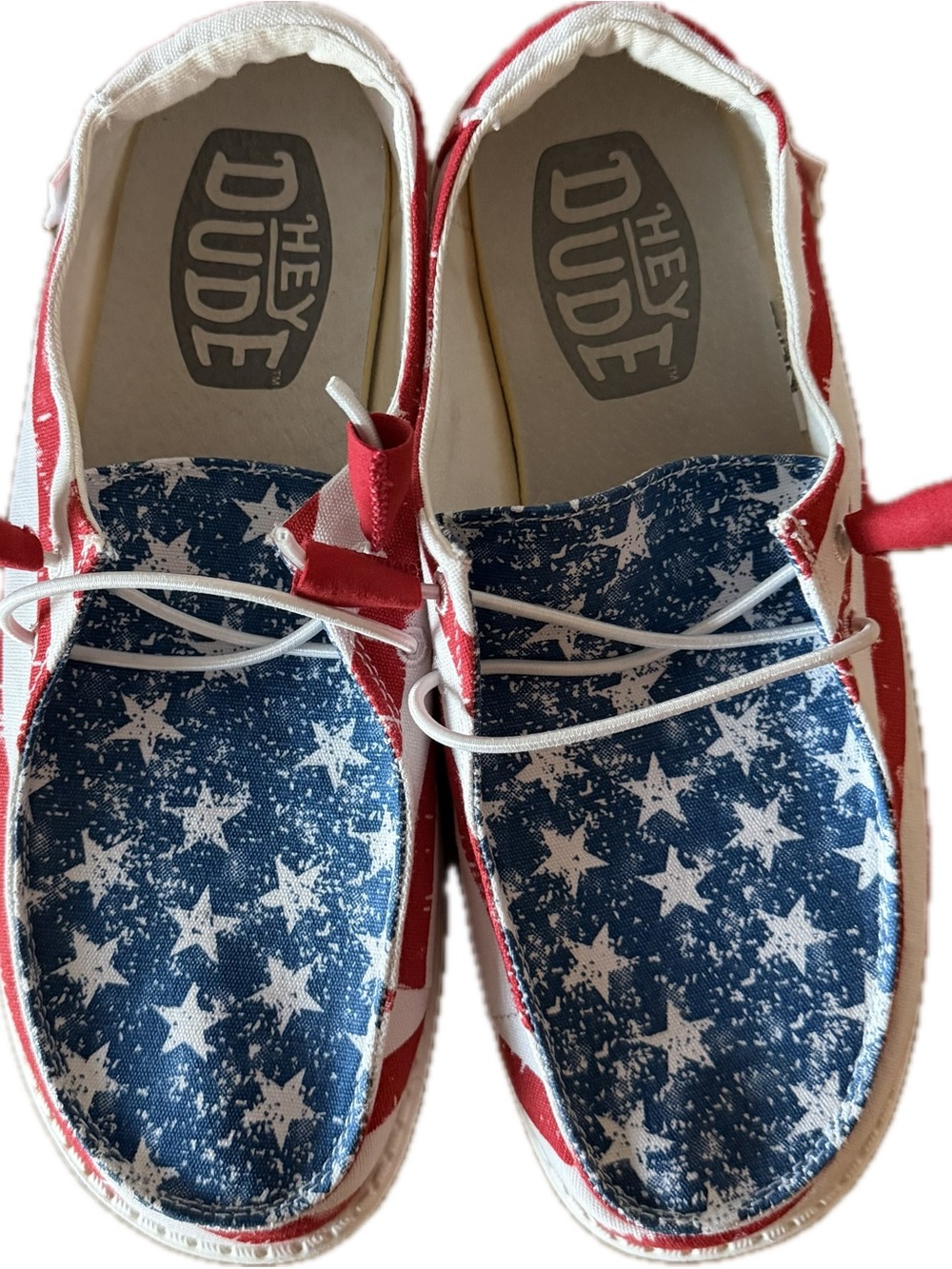 Hey dude Wendy patriotic 4th of July America flag holiday women’s slip on 8
